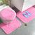 Jogo Tapete Banheiro Super Soft 03 Peças Antiderrapante Luxo Rosa