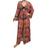 Kimono longo em tule estampado Terracota com folhas