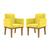 KIT 02 Cadeiras Com Base Mesa De Estudos Poltrona Decorativa Amarelo