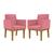 KIT 02 Cadeiras Com Base Mesa De Estudos Poltrona Decorativa Rosa