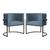 Kit 02 Cadeiras Luna para Escritório Base de Metal Preto Linho Escolha sua cor - WeD Decor Azul aço