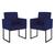 Kit 02 Cadeiras Poltronas Sala Quarto Base de Ferro Preto Azul Marinho
