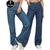 Kit 02 Calças Jeans Wide Leg Pantalona Feminina Azulmédio, Preto