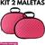 Kit 02 Maleta Frasqueira Necessaire Maquiagem Moda Fashion Esmaltes Viagem Casual Meia Lua Rosa