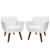 Kit 02 Poltrona Cadeira Decorativa Confortável Iza Para Sala Quarto Decoração Corino Branco