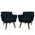 Kit 02 Poltrona Cadeira Decorativa Confortável Iza Para Sala Quarto Decoração Sued Azul Marinho