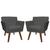 Kit 02 Poltrona Cadeira Decorativa Confortável Iza Para Sala Quarto Decoração Sued cinza