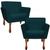 Kit 02 Poltrona Cadeira Decorativa Confortável Para Sala Quarto Decoração Iza Retro Sued Azul Marinho