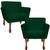 Kit 02 Poltrona Cadeira Decorativa Confortável Para Sala Quarto Decoração Iza Retro Sued Verde