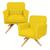 Kit 02 Poltrona Cadeira Giratória Decorativa Para Sala Estar Jantar Recepção Decoração Bia Sued Amarelo