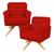 Kit 02 Poltrona Cadeira Giratória Decorativa Para Sala Estar Jantar Recepção Decoração Bia Sued Vermelho