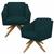 Kit 02 Poltrona Cadeira Giratória Decorativa Para Sala Estar Jantar Recepção Decoração San Diego Sued Azul Marinho