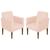 Kit 02 Poltrona Cadeira Resistente Reforçada Confortável Para Salas Espera Clinicas Recepção Nina Glamour Sued rosa claro