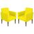 Kit 02 Poltrona Cadeira Resistente Reforçada Confortável Para Salas Espera Clinicas Recepção Nina Glamour Sued Amarelo