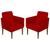 Kit 02 Poltrona Cadeira Resistente Reforçada Confortável Para Salas Espera Clinicas Recepção Nina Glamour Sued Vermelho