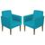 Kit 02 Poltronas Cadeira Decorativa Resistente Confortável Direto da Fábrica para Clinica Recepção Hotel Nina Glamour Suede azul turquesa