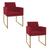 Kit 02 Poltronas Decorativa Bellinha Base de Ferro Dourado Suede - ADJ Decor Vermelho