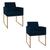 Kit 02 Poltronas Decorativa Bellinha Base de Ferro Dourado Suede - Amarena Móveis Azul Marinho