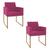 Kit 02 Poltronas Decorativa Bellinha Base de Ferro Dourado Suede - Doce Sonho Móveis Pink