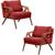 Kit 02 Poltronas Decorativas Madeira Maciça Luxo Mona - Zahav Estofados Suede Vermelho