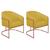 Kit 02 Poltronas Decorativas Sala de Estar Recepção Luiza Base de Ferro Bronze Suede - Amarena Móveis Amarelo