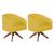 Kit 02 Poltronas Decorativas Sala de Estar Recepção Luiza Base Giratória de Madeira Suede - Amarena Móveis Amarelo
