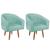 Kit 02 Poltronas Decorativas Sala de Estar Recepcao Luiza Pes Palito Suede - Amarena Moveis Azul Tiffany