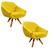 Kit 02 Poltronas Giratória Giovana Suede Base Madeira MM30 D'Rossi Amarelo