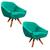 Kit 02 Poltronas Giratória Giovana Suede Base Madeira MM30 D'Rossi Verde Turquesa