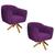 Kit 02 Poltronas Grazi Base Giratória de Madeira Suede - ADJ Decor Roxo