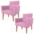 Kit 02 Poltronas Nina Decorativa Palito Luxo Tecido rosa
