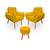 Kit 02 Poltronas Opala e 01 Puff Decorativos para Sala e Quarto Pés Palito Suede Escolha Sua Cor - WeD Decor Amarelo