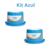 Kit 02 Unid. Comedouro Anti Formiga Ergonômico Para Gatos Mr. Bigode Pote Alumínio 250ml Azul