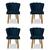Kit 04 Cadeiras Pétala para Sala de Jantar Pés Palito Veludo Escolha sua cor - WeD Decor Azul Marinho