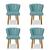Kit 04 Cadeiras Pétala para Sala de Jantar Pés Palito Veludo Escolha sua cor - WeD Decor Azul Turquesa