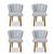 Kit 04 Cadeiras Pétala para Sala de Jantar Pés Palito Veludo Escolha sua cor - WeD Decor Cinza claro