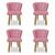 Kit 04 Cadeiras Pétala para Sala de Jantar Pés Palito Veludo Escolha sua cor - WeD Decor Rosa