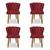 Kit 04 Cadeiras Pétala para Sala de Jantar Pés Palito Veludo Escolha sua cor - WeD Decor Vermelho