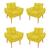 Kit 04 Cadeiras Poltronas de Luxo Opala Sala, Quarto Amarelo