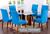 Kit 04 Capas De Cadeira Jantar Malha Com Elástico Estampadas Azul Tiffany