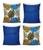 Kit 04 Capas Para Almofadas Decorativas Ideal Para Decorar Sala Sofá e Cama Azul Folhagem