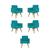 Kit 05 Cadeiras Poltronas Decorativa - Escritório - Recepção Azul-turquesa