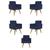 Kit 05 Cadeiras Poltronas Decorativa - Escritório - Recepção Azul-marinho