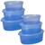 kit 06 Potes Herméticos PMG BPA Free - 600, 1100, 1600 ml para Freezer Microondas Lava Louças Alimentos Saladas e Marmitas Azul