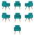 Kit 07 Cadeiras Poltronas Decorativa - Escritório - Recepção Azul-turquesa