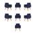 Kit 07 Cadeiras Poltronas Decorativa - Escritório - Recepção Azul-marinho