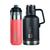 Kit 1 Growler P Cerveja 1,9L 24h Gelado + Garrafa Térmica 1L Preto E Rosa