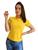 Kit 10 Camisetas polo feminina slim basica para uniforme modelo baby look Amarelo