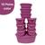 Kit 10 Potes Transparente BPA Free Com Tampa Colorida Conjunto Cozinha Rosa Color