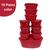 Kit 10 Potes Transparente BPA Free Com Tampa Colorida Conjunto Cozinha Vermelho Color